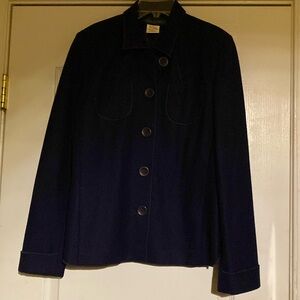 Harvé Bernard Navy Blue Jacket Wool Blend sz 10